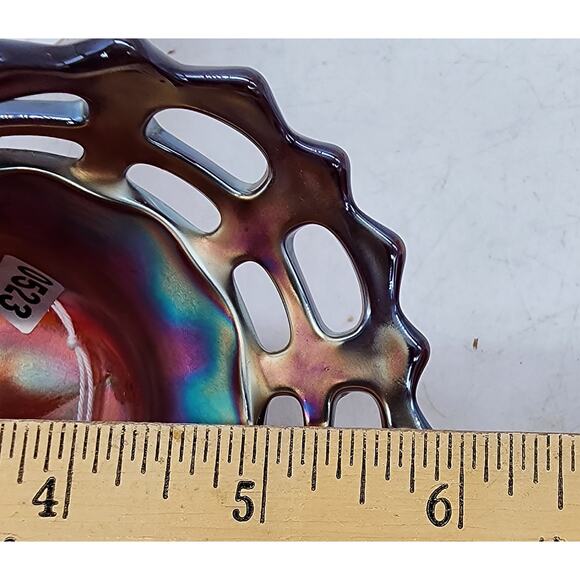 Vintage Fenton Red Open Edge Two Row JIP Hat Jack In Pulpit - Picture 6 of 6